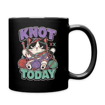 Knot Today Cat with Wool - Full Colour Mug - black - Right