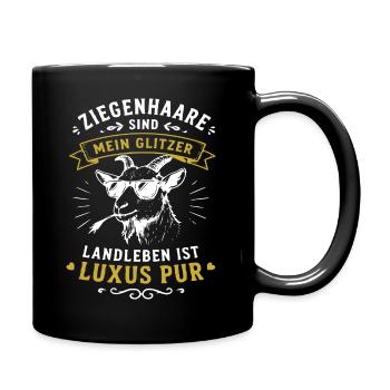 Ziege mit Glitzer – Luxuslandleben - Tasse einfarbig - Schwarz - Rechts