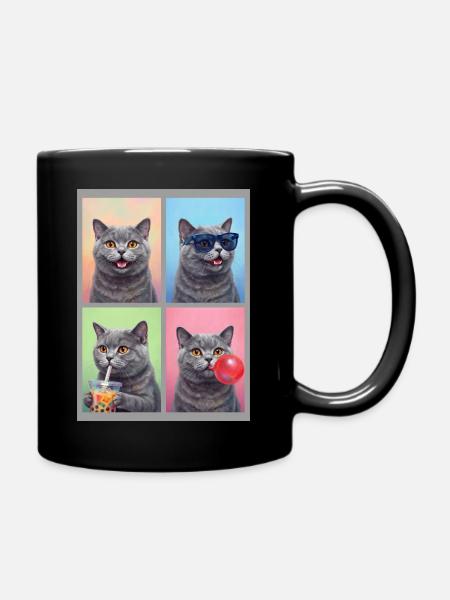 Katzen Britisch Kurzhaar Katze - Tasse einfarbig - Schwarz