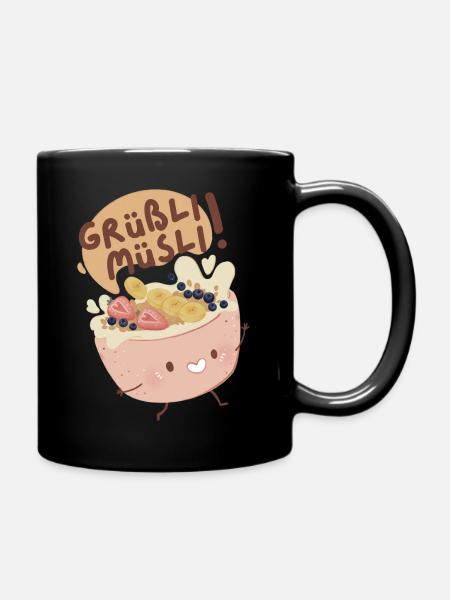 Grüßli Müsli!  - Tasse einfarbig - Schwarz
