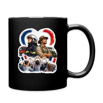 Patriotic Firefighter and Farmer Heroes - Full Colour Mug - black - Right