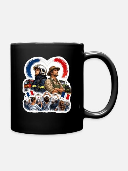 Patriotischer Feuerwehrmann und Bauernhelden - Tasse einfarbig - Schwarz