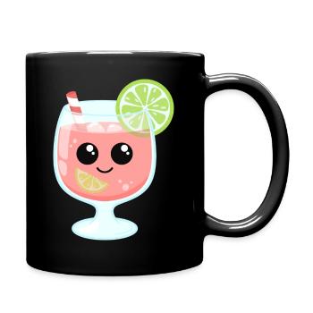 Pink summer drink with lime in aperitif glass - Full Colour Mug - black - Right