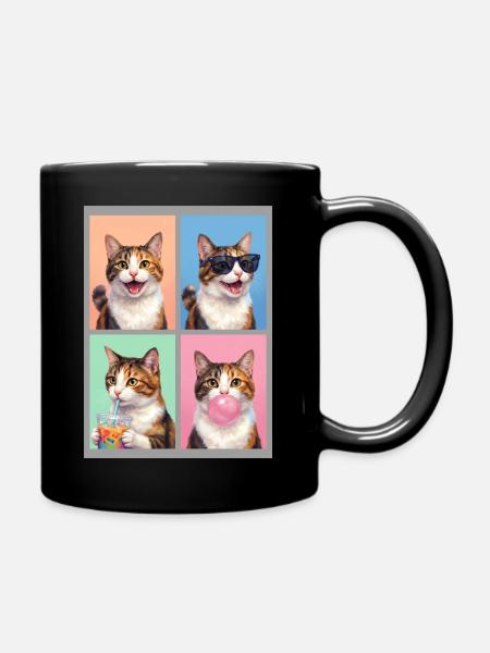 Katzen Japanese Bobtail Katze - Tasse einfarbig - Schwarz