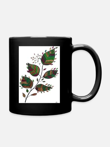 Blätter - Tasse einfarbig - Schwarz