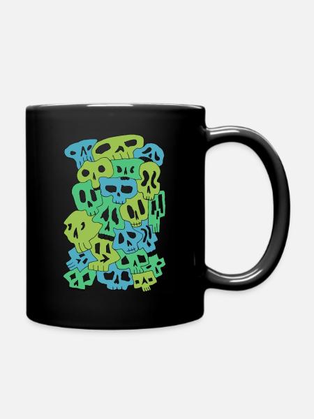 Skulls (Greens, transparente Augen) - Tasse einfarbig - Schwarz