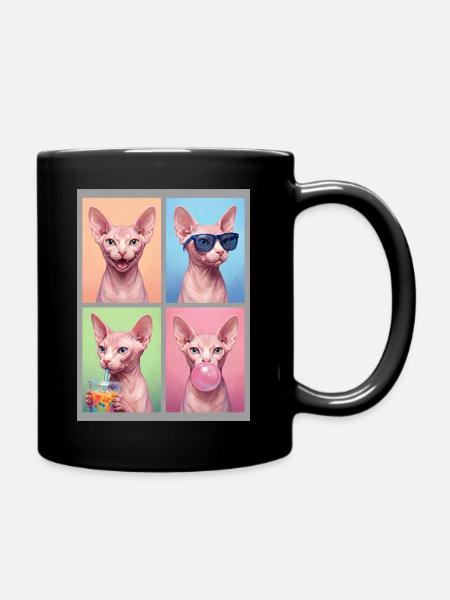 Katzen Sphynx Katze - Tasse einfarbig - Schwarz