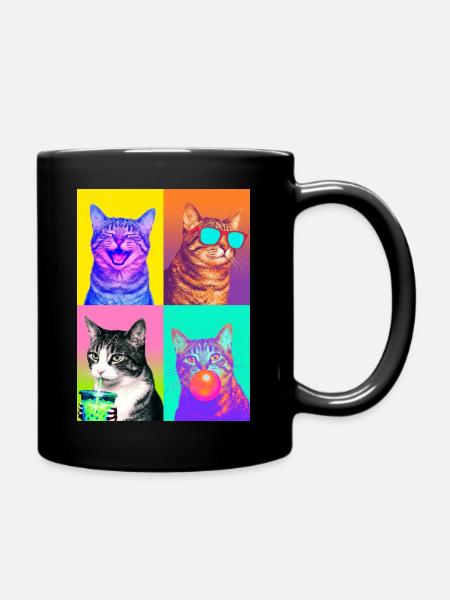 Katzen Graue Tabby Katze - Tasse einfarbig - Schwarz