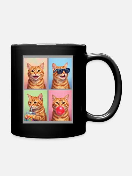 Katzen orange Tabby Katze - Tasse einfarbig - Schwarz