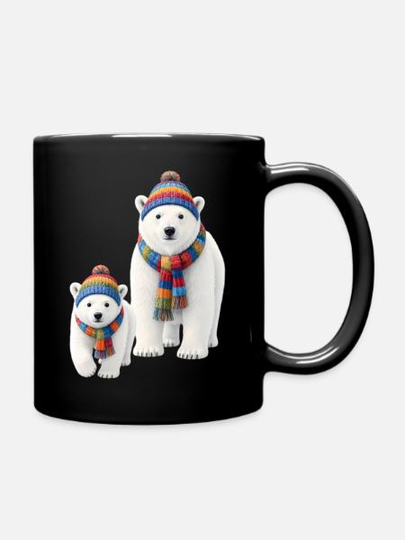 Regenbogenbär mit Schal - Tasse einfarbig - Schwarz
