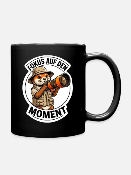 Wildlife Foto-Safari T-Shirt Fokus Moment - Tasse einfarbig - Schwarz