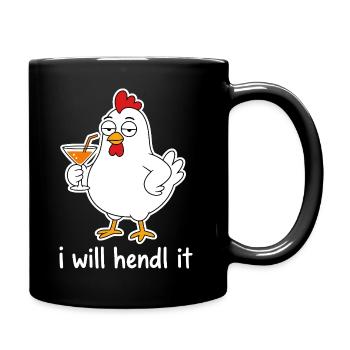 I Can Hendl It – Lustiges Hühner-Wortspiel - Tasse einfarbig - Schwarz - Rechts