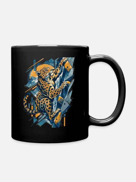 Bouldern Leopard – Abstraktes Klettern - Tasse einfarbig - Schwarz