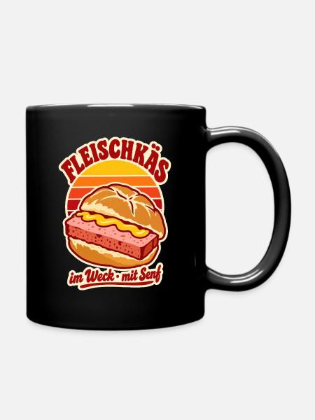 Fleischkäs im Weck Retro - Tasse einfarbig - Schwarz
