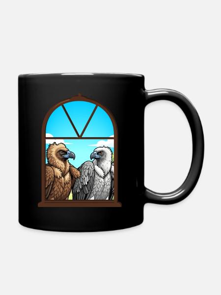 Adlerblick Fensterduo — Geier Freunde - Tasse einfarbig - Schwarz