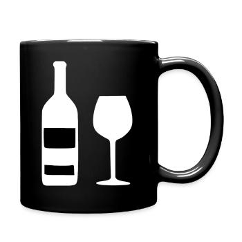 Weinflasche und Weinglas Wein Geschenk Genießer - Tasse einfarbig - Schwarz - Rechts