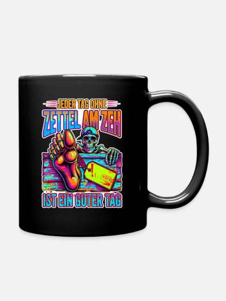 Neon Skelett Zeh Zettel - Tasse einfarbig - Schwarz