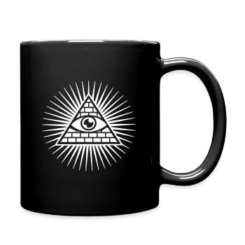 Allsehendes Auge, Pyramide, Alles sehendes Auge - Tasse einfarbig - Schwarz - Rechts