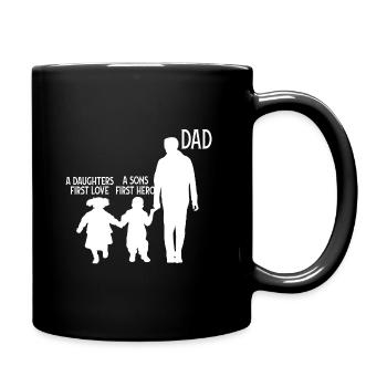 Papa fils fille père 2 enfants - Mug uni - noir - Droite