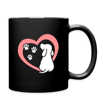 Coeur pattes de chien amoureux des chiens chien - Mug uni - noir - Droite