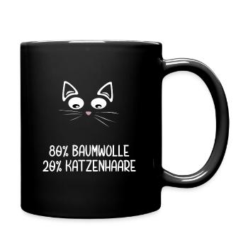 Katzenhaare Baumwolle Katzen Katze Prozent Lustig - Tasse einfarbig - Schwarz - Rechts