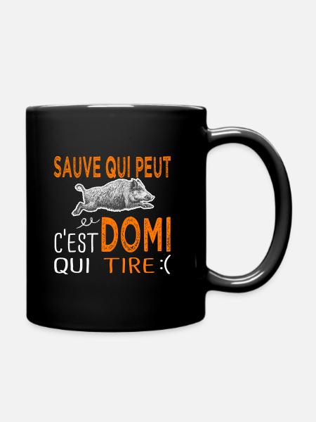 c' est Domi qui tire Humour Dominique Chasse - Mug uni - noir
