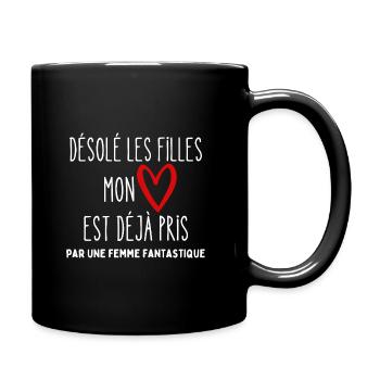 cadeau homme saint valentin désolé deja pris - Mug uni - noir - Droite