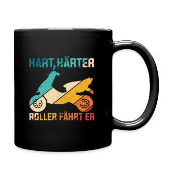 Hart Härter Roller Fährt Er Moped Mofa Mopedfahrer - Tasse einfarbig - Schwarz - Rechts