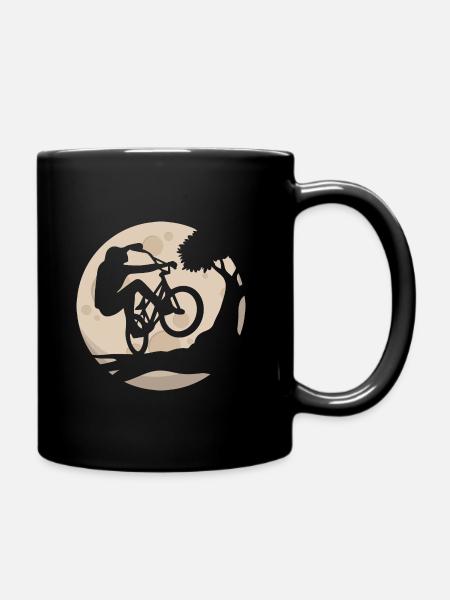Mountainbike im Mondlicht - Tasse einfarbig - Schwarz