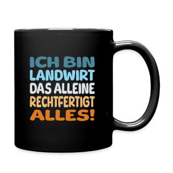 ich bin Landwirt - Tasse einfarbig - Schwarz - Rechts