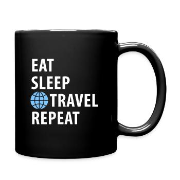 Voyage, tour du monde. Manger, dormir, voyager - Mug uni - noir - Droite