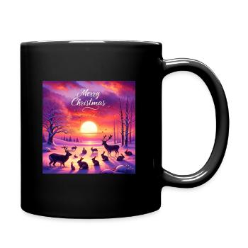 Merry Christmas Deer & Rabbit - Full Colour Mug - black - Right