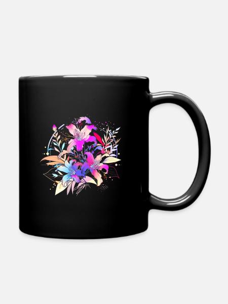 Blumen - Tasse einfarbig - Schwarz