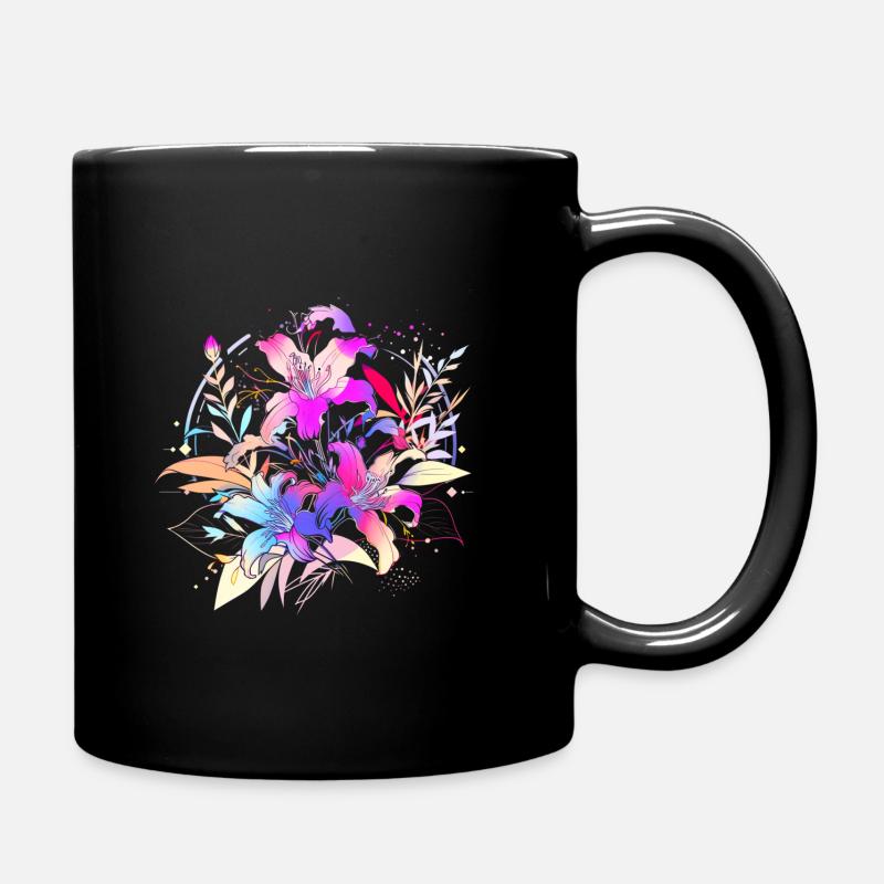 Blumen - Tasse einfarbig - Schwarz