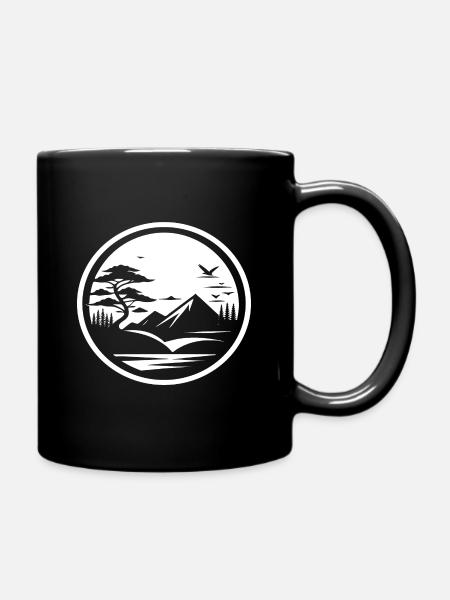 Schlichtes Natur Landschafts Symbol Design - Tasse einfarbig - Schwarz