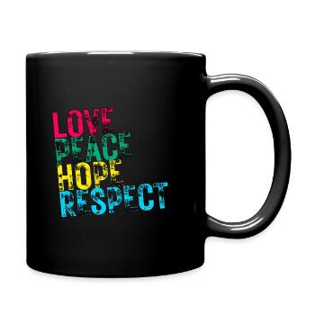 LOVE PEACE HOPE & RESPECT - Full Colour Mug - black - Right
