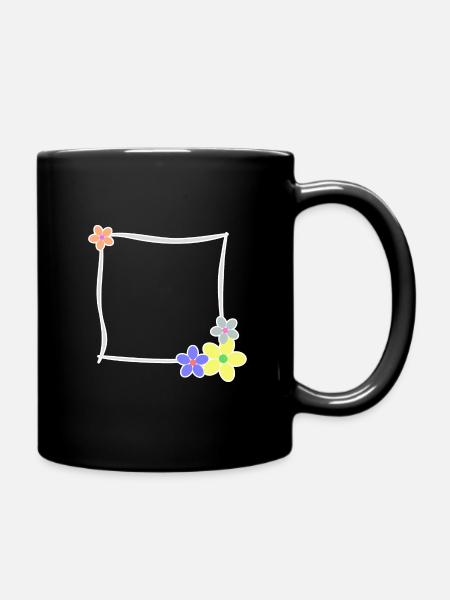 Rahmen Blumen Dekoration Fotorahmen Vorlage - Tasse einfarbig - Schwarz