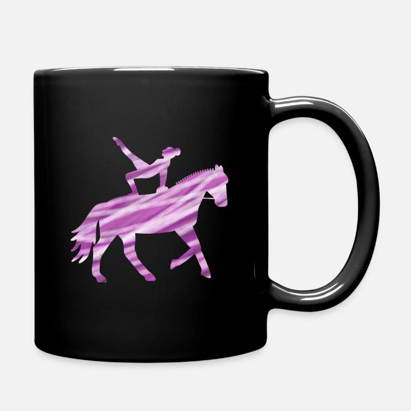 Voltigierer auf Pferd rosa - Geschenk Voltigieren - Tasse einfarbig - Schwarz