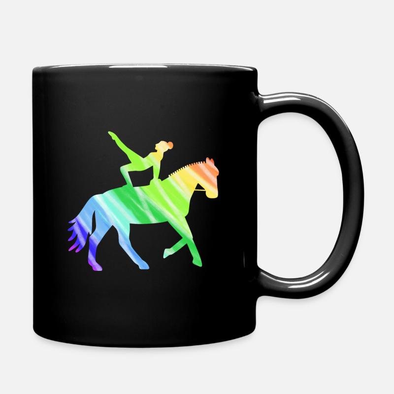 Voltigiererin Pferd bunt - Geschenk Voltigieren - Tasse einfarbig - Schwarz