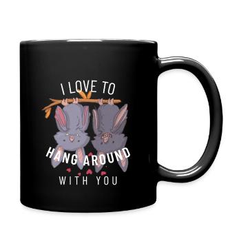 Valentinstag Fledermäuse Spruch - Tasse einfarbig - Schwarz - Rechts