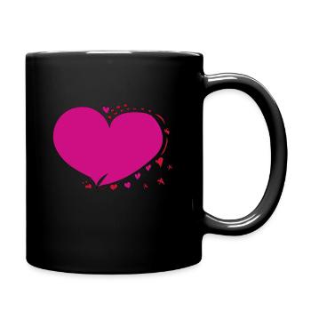 Coeur rose rouge - Mug uni - noir - Droite
