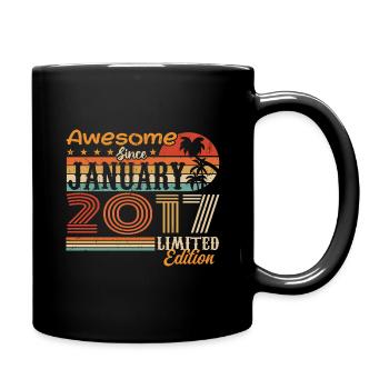 Geburtstagsgeschenk - geboren im Januar 2017 - Tasse einfarbig - Schwarz - Rechts