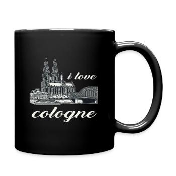 I love Cologne Design with the Cologne Cathedral and the Rhine - Full Colour Mug - black - Right