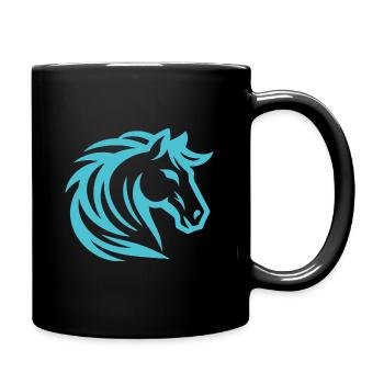 Blaues Pferd Design für den Pferde & Reitsport Fan - Tasse einfarbig - Schwarz - Rechts