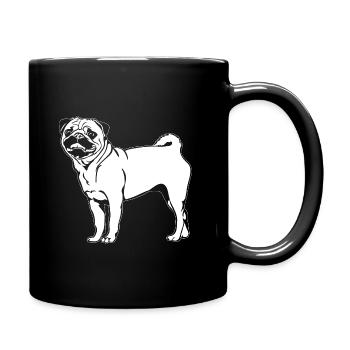 Pug Funny Dogs Dog Portrait Wilsigns - Full Colour Mug - black - Right