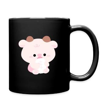 Kuh Kleinkind - Tasse einfarbig - Schwarz - Rechts