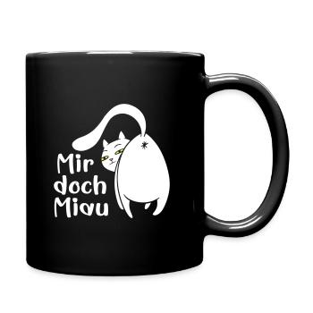 Katze lustig Miau egal lustige Sprüche Haustier - Tasse einfarbig - Schwarz - Rechts