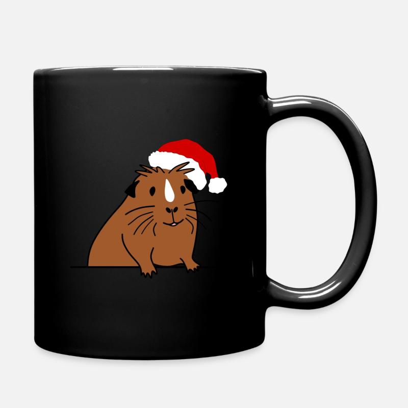 Christmas Guinea Pig Christmas Present - Full Colour Mug - black