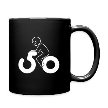 On the motorcycle through the 50s - Full Colour Mug - black - Right
