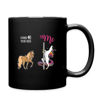 40. Geburtstag vierzig Jahre Einhorn lustig Tanzen - Tasse einfarbig - Schwarz - Rechts